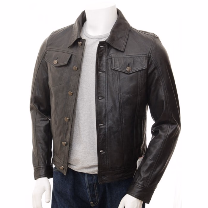 Black Cropped Men’s Fashion Leather Jackets, manufactured by Alayki International, custom leather jacket