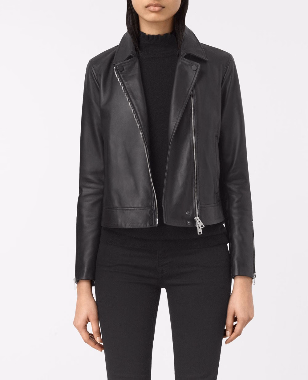 Black Slim-Fit Women’s Leather Jackets, manufactured by Alayki International, custom leather jacket