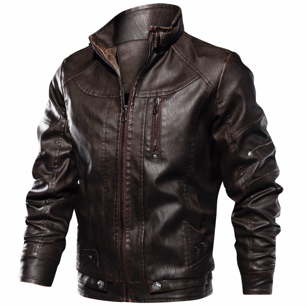 Black Snap-Collar Men’s Leather Jackets, manufactured by Alayki International, custom leather jacket