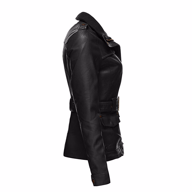 Black Zip-Up Women’s Leather Jackets, manufactured by Alayki International, custom leather jacket