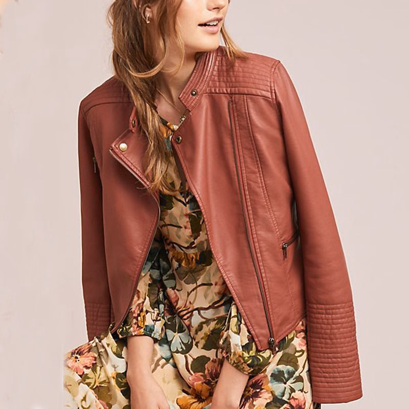 Cognac Biker Women’s Leather Jackets, manufactured by Alayki International, custom leather jacket