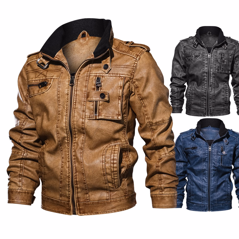 Navy Men’s Leather Jackets, manufactured by Alayki International, custom leather jacket