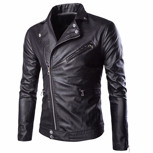 Snap-Front Men’s Fashion Leather Jackets, manufactured by Alayki International, custom leather jacket