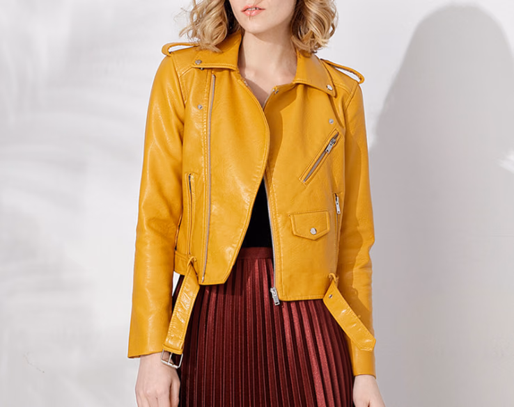 Women’s Belted Leather Jackets, manufactured by Alayki International, custom leather jacket
