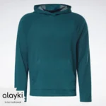 Alayki Teal Pullover Hoodie for Men | Raglan Sleeves Soft Knit Finish AMHD006