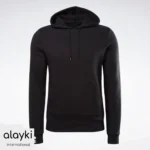 Alayki Black Pullover Hoodie for Men | Minimalist Kangaroo Pocket Soft Knit Finish AMHD009