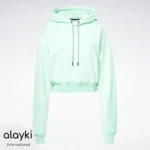 Alayki Mint Green Cropped Hoodie for Women | Drawstring Hood Soft Knit Finish AWHD007