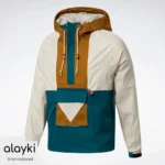 Alayki Multicolour Hooded Anorak Jacket for Men | Colour-Block Panels Lightweight Woven Finish AMJC010
