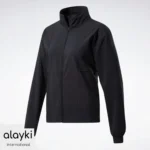 Alayki Black Full-Zip Track Jacket for Women | Mesh Side Panels Smooth Stretch Finish AWJC001