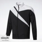 Alayki Black and White Full-Zip Track Jacket for Women | Chevron Stripe Design Smooth Stretch Finish AWJC004