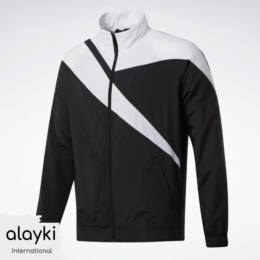 active-wear-gym-jacket-women-AWJC004-1024x1024 Alayki Black and White Full-Zip Track Jacket for Women | Chevron Stripe Design Smooth Stretch Finish AWJC004 - Image 1
