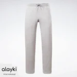 Alayki Light Grey Gym Jogger Pants for Men | Straight-Leg Drawstring Brushed Knit Look AMPJ003