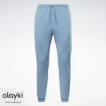Alayki Dusty Blue Gym Jogger Pants for Men | Tapered Ribbed-Cuff Soft Knit Finish AMPJ012