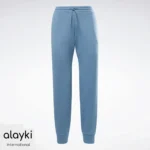 Alayki Slate Blue Gym Jogger Pants for Women | Tapered Ribbed-Cuff Soft Knit Finish AWPJ003