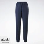 Alayki Navy Blue Woven Jogger Pants for Women | with Elastic Ribbed Cuffs Lightweight Woven Finish AWPJ007