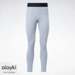 Alayki Ice Blue Ribbed Leggings for Women | with Contrast Waistband Ribbed Knit Finish AWLT002