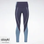 Alayki Navy and Blue Colour-Block Leggings for Women | Smooth Stretch Finish Gym Tights AWLT009