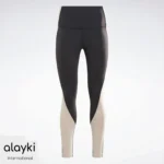Alayki Black and Cream Colour-Block Leggings for Women | Smooth Stretch Finish Gym Tights AWLT010