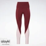 Alayki Burgundy and Blush Colour-Block Leggings for Women | Smooth Stretch Finish Gym Tights AWLT011