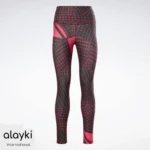 Alayki Red and Black Grid Print Leggings for Women | Smooth Stretch Finish Gym Tights AWLT012