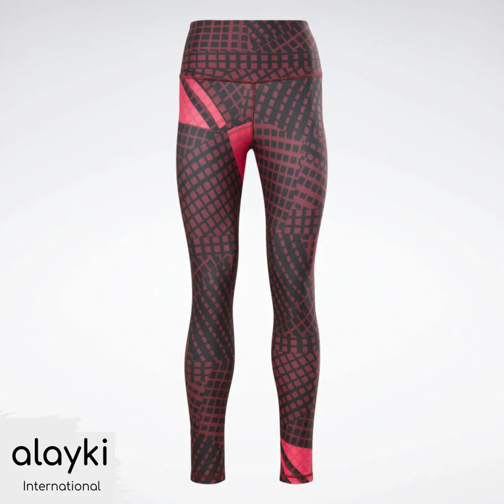 active-wear-gym-leggings-tights-AWLT012-1024x1024 Alayki Red and Black Grid Print Leggings for Women | Smooth Stretch Finish Gym Tights AWLT012 - Image 1