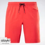 Alayki Coral Red Gym Shorts with Drawstring Waist for Men | Lightweight Woven Finish Training Shorts AMST001