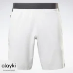 Alayki White Gym Shorts with Contrast Waistband for Men | Lightweight Woven Finish Training Shorts AMST004