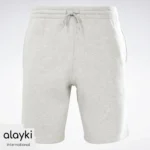 Alayki Heather Grey Drawstring Shorts for Men | Ribbed Waistband Brushed Knit Look AMST006