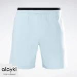 Alayki Light Blue Woven Shorts for Men | Contrast Black Waistband Lightweight Woven Finish AMST012