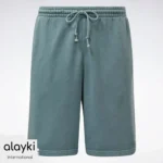Alayki Sage Green Ribbed Knit Shorts for Men | Drawstring Waistband Brushed Knit Look AMST013