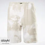Alayki Beige Tie-Dye Print Shorts for Men | Drawstring Toggle Brushed Knit Look AMST016
