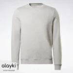 Alayki Heather Grey Crewneck Sweatshirt for Men | Ribbed Cuffs and Hem Brushed Knit Look AMSS001