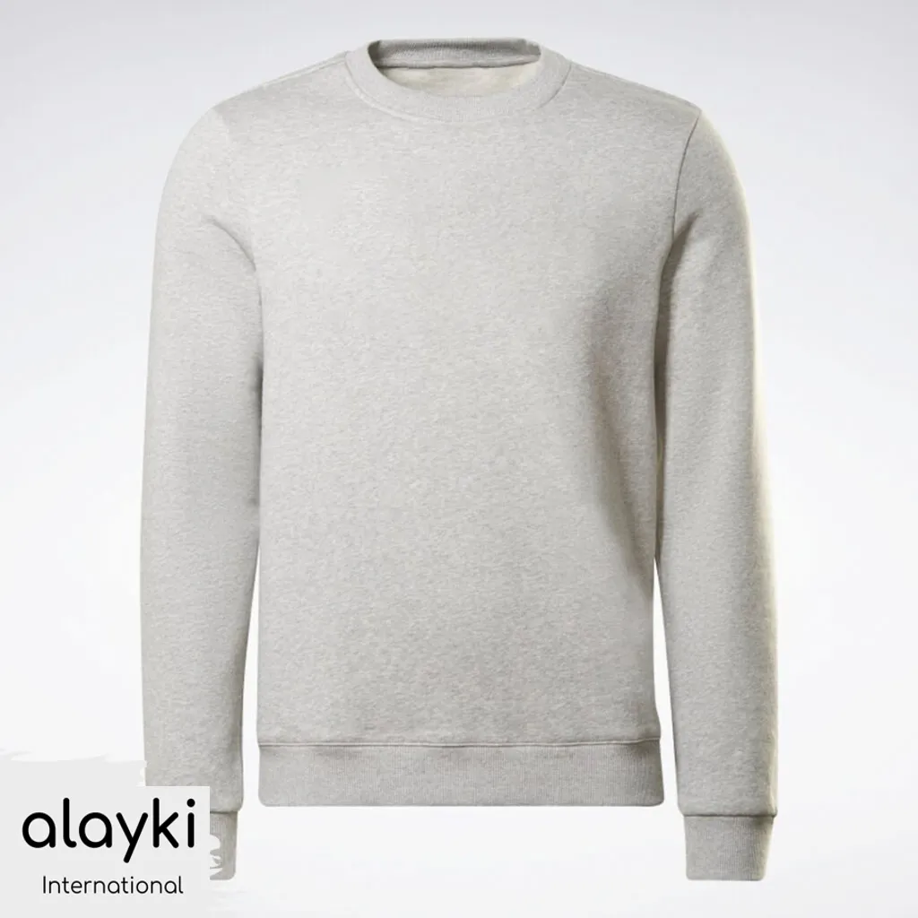 active-wear-gym-sweat-shirt-AMSS001-1024x1024 Alayki Heather Grey Crewneck Sweatshirt for Men | Ribbed Cuffs and Hem Brushed Knit Look AMSS001 - Image 1