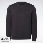 Alayki Black Crewneck Sweatshirt for Men | Ribbed Cuffs and Hem Brushed Knit Look AMSS002