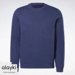 Alayki Navy Blue Crewneck Sweatshirt for Men | Ribbed Cuffs and Hem Brushed Knit Look AMSS003