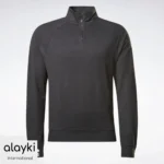 Alayki Charcoal Grey Quarter-Zip Pullover for Men | Raglan Sleeves Brushed Knit Look AMSS004