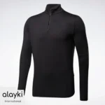 Alayki Black Half-Zip Pullover for Men | Fitted Stand Collar Matte Performance Finish AMSS007