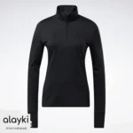 Alayki Black Half-Zip Pullover for Women | Fitted Stand Collar Smooth Stretch Finish AWSS001
