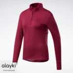 Alayki Maroon Half-Zip Pullover for Women | Mesh-Panel Hem Smooth Stretch Finish AWSS002