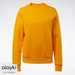 Alayki Golden Yellow Crew Neck Sweatshirt for Women | Ribbed Trims Brushed Knit Look AWSS008