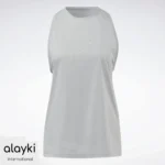 Alayki Light Grey Longline Tank Top for Women | Dot-Print Detail Soft Knit Finish AWTT001