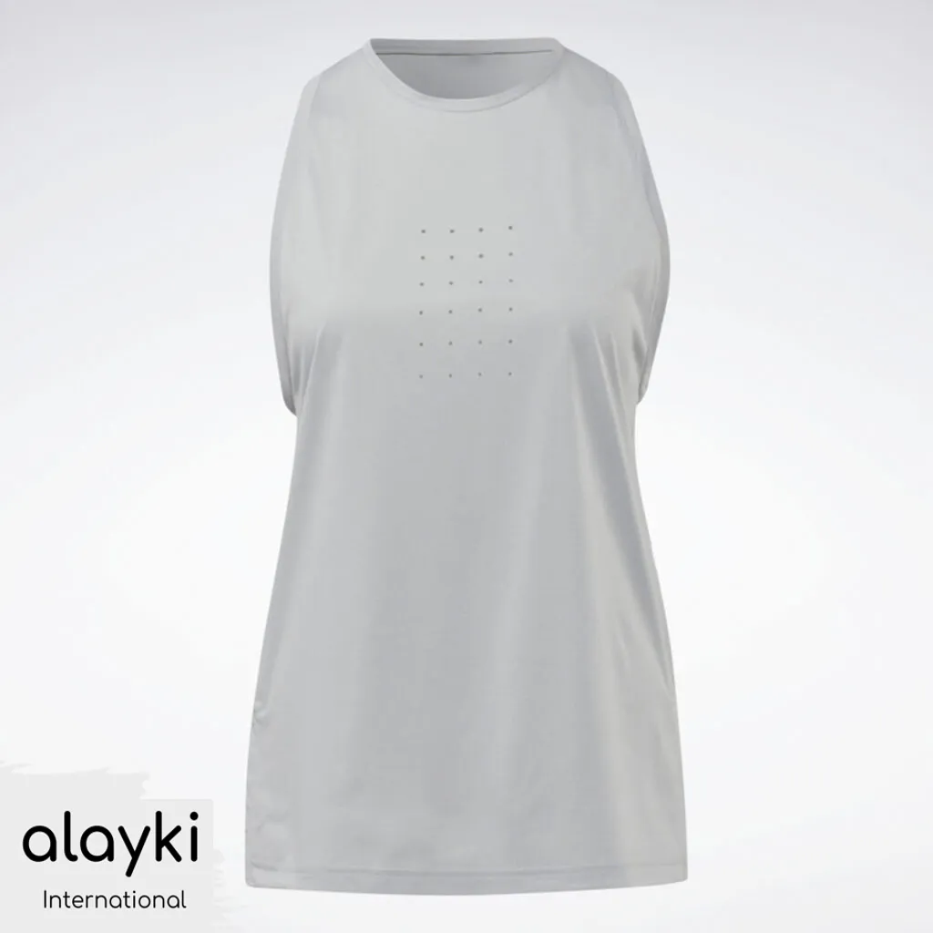 active-wear-gym-tank-top-AWTT001-1024x1024 Alayki Light Grey Longline Tank Top for Women | Dot-Print Detail Soft Knit Finish AWTT001 - Image 1