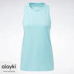 Alayki Aqua Longline Tank Top for Women | Tonal Dot Texture Smooth Stretch Finish AWTT003