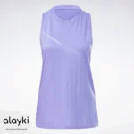 Alayki Lavender Longline Tank Top for Women | Tonal Dash Print Soft Knit Finish AWTT006