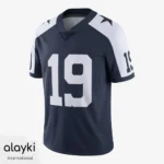 Alayki Navy and White American Football Jersey for Men | Contrast Shoulder Yoke Mesh-Panel Finish SMAF105