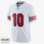 Alayki White American Football Jersey for Men | Red Striped Sleeve Cuffs Smooth Stretch Finish SMAF111