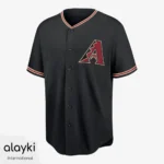 Alayki Black Button-Front Baseball Jersey for Men | Contrast Trim and Chest Emblem Smooth Stretch Finish SMBE101