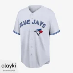Alayki White Baseball Jersey for Men | Navy Striped Cuffs Mesh-Panel Finish SMBE109