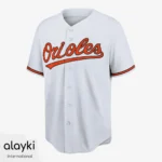 Alayki White Baseball Jersey for Men | Orange Striped Cuffs Soft Knit Finish SMBE112