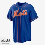 Alayki Royal Blue Baseball Jersey for Men | Orange Piped Placket Smooth Stretch Finish SMBE115